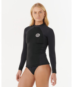 Wetsuits: RIP CURL WOMENS FLASHBOMB NEO POLY LONG SLEEVE TOP - BLACK