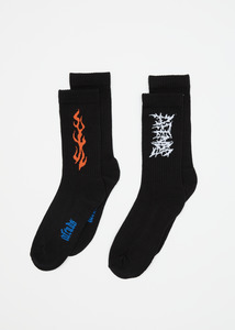 Essentials: AFENDS PAIRED SOCKS TWO PACK - MULTI