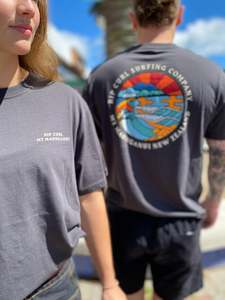 Mens Tops: MOUNT MAUNGANUI HAZED TEE - WASHED BLACK