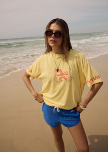 Tops: AFENDS CALDA OVERSIZED TEE - LEMON