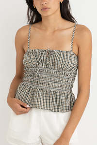 RHYTHM ANTIBES PLAID TOP - OLIVE