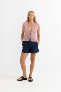 Tops: RHYTHM TIE FRONT TOP - FIRE