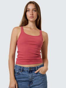 Tops: THRILLS MINIMAL THRILLS SCOOP TANK - REDWOOD
