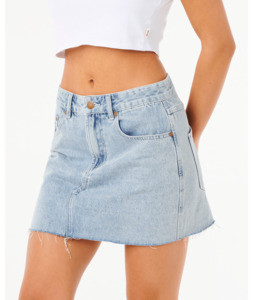 Skirts: RIP CURL TABBY DENIM MINI SKIRT - VINTAGE BLUE