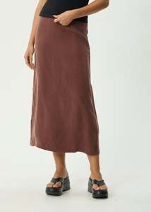 AFENDS VALLEY CUPRO MIDI SKIRT - HAZELNUT