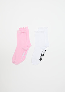 AFENDS FRILL SEEKER SOCKS TWO PACK - PINK / WHITE