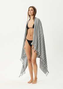 AFENDS ASTA CHECK TURKISH TOWEL - BLACK / WHITE