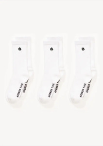 Afends: AFENDS FLAME SOCKS THREE PACK - WHITE