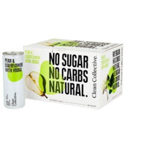 Clean Collective Pear & Elderflower Vodka RTD 12 x 250ml Cans