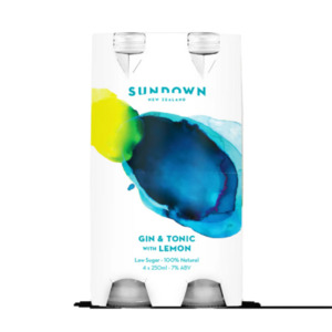 Sundown Gin & Tonic With Lemon RTD 4 x 250ml Bottles