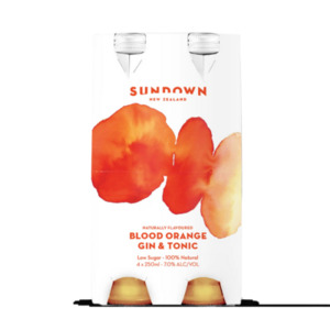 Premixes: Sundown Blood Orange Gin & Tonic RTD 4 x 250ml Bottles