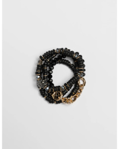 Stella + Gemma - Set of 4 Black and Gold Bead Bracelet