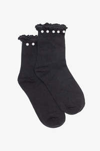 Antler Black Pearl Top Sock