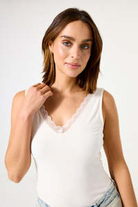Garcia: Garcia Lace Trim Tank - Ecru