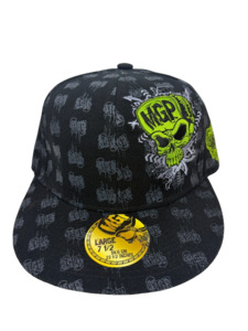 Apparel Stickers: MADD GEAR MGP SKULL CAP BLACK / GREEN (59.6CM)