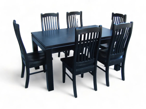 Products: 7 Piece Black Pine Dining Suite - Table and 6 Chairs - Mr. Hire Purchase