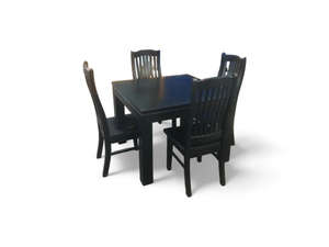 Solid Pine Black Wood Dining Suite - Mr. Hire Purchase