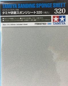 Tamiya Sanding Sponge – 1pce – 114x140mm – 320 grit – 87163 – Mr Models