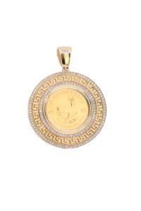 Large Krugerrand Pendant 1/2 OZ With Diamonds