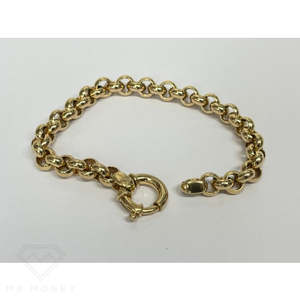 Jewellery: 9ct Gold Belcher Bracelet 20cm x 7.7m
