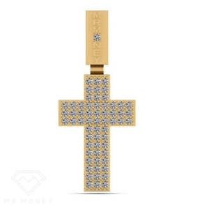 9ct Gold & Diamond Money Ice Cross Pendant