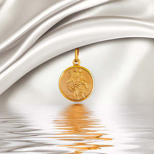Christmas: Saint Christopher 9ct Gold 18mm Round Pendant