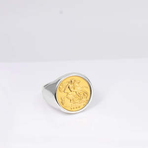 Half Sovereign Ring with Sterling Silver Frame