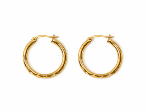 9ct Yellow Gold Hoops Diamond Cut Earring