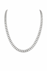 Necklaces: Sterling Silver Flat Curb Link Chain 10mm
