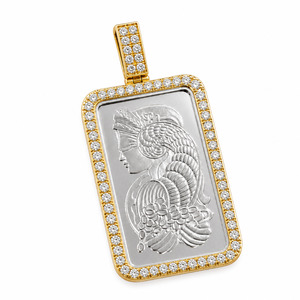 10ct Gold Lab Diamond & 1oz Platinum PAMP Pendant