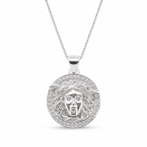 Sterling Silver Mythology Medusa Head Pendant
