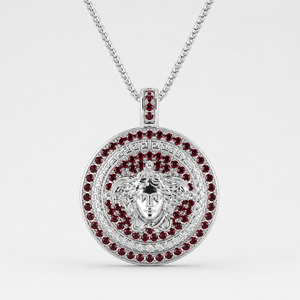 Red CZ Mythology Medusa (large) Pendant & Chain