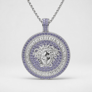Purple CZ Mythology Medusa (large) Pendant & Chain