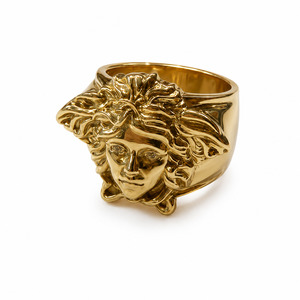 9ct Gold Mythology Medusa Head Ring – Diamond Eyes