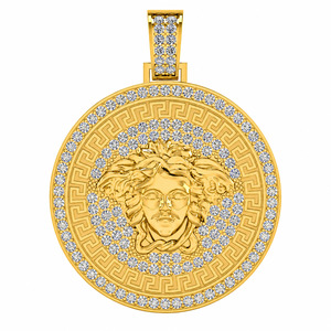 9ct Gold Full Diamond Mythology Medusa Pendant