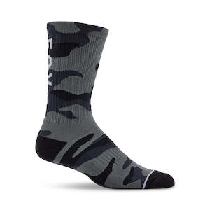 Dirt Adult Gear Socks Underwear: FOX CAMO CREW SOCKS [BLACK CAMO] S/M