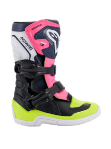 Tech-3S Kids MX Boots Black/Dark Blue/Pink Fluoro