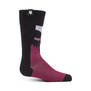 Dirt Youth Gear Socks Underwear: FOX YOUTH GIRLS 180 FLORA SOCKS [BLACK/PINK]