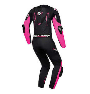 Road Womens Leather Suits: Ixon VORTEX 3 LADY 1-pc Suit - Blk/Pnk/Wht