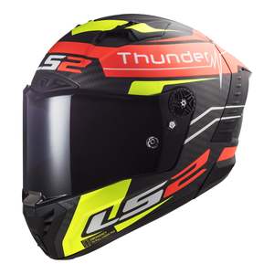 Helmets: LS2 FF805C Thunder Carbon Attack - Matte Red / Hi-Vis Yellow 06