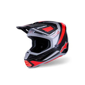 S-M7 Rise Helmet Black/Silver/Red Fluoro Gloss