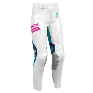 Dirt Ladies Gear Pants: THOR LAUNCHMODE PANT WOMENS BLEACH WHITE/AQUA