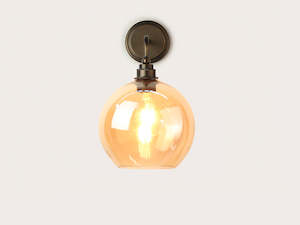Arthur Short Arm Wall Light with 20cm Apothecary Round Glass Shade