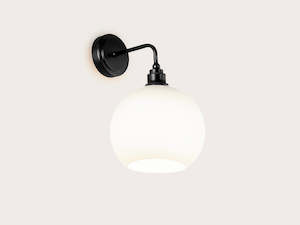 Arthur Short Arm Wall Light with 20cm Apothecary Opal Round Glass Shade