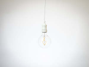 White Vintage Bare Bulb Pendant