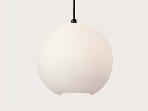 Mid Century Modern Pendants: Apothecary 50cm Round Opal Glass Fergus Rodded Pendant