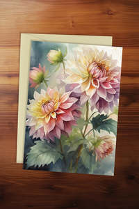 Greeting Cards: Watercolour Dahlia Card