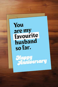 Greeting Cards: Favourite Husband So Far Card Blue