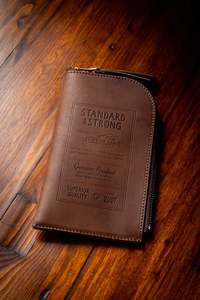 Fine Stationery: Leather Zip Case: Stamped Series, Brown