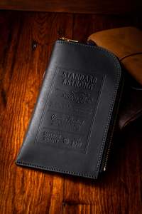 Leather Zip Case: Stamped Series, Black